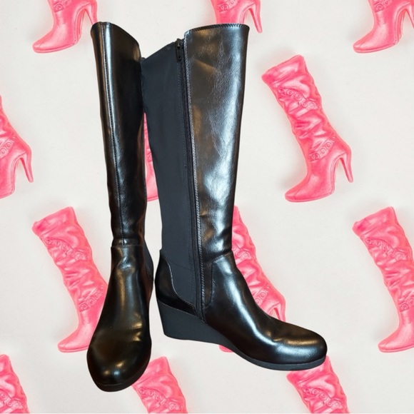 Life Stride Shoes - Life Stride Black Nadra High Shaft Wedge Boots NWOB, Size 8